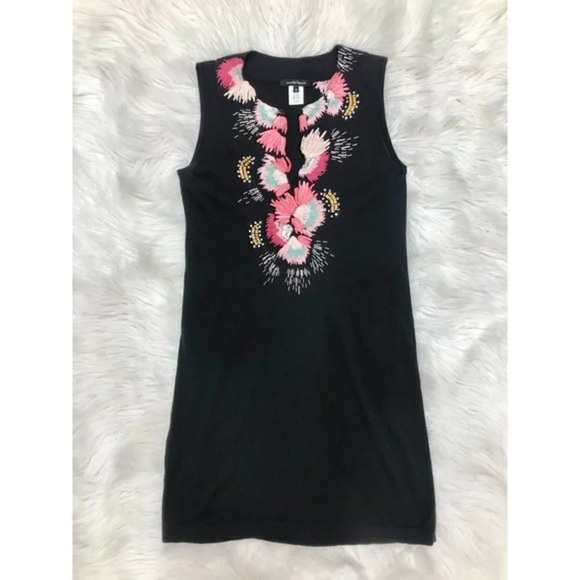 Nanette Lepore Embroidered Dress Black Knit XS - Picture 2 of 6